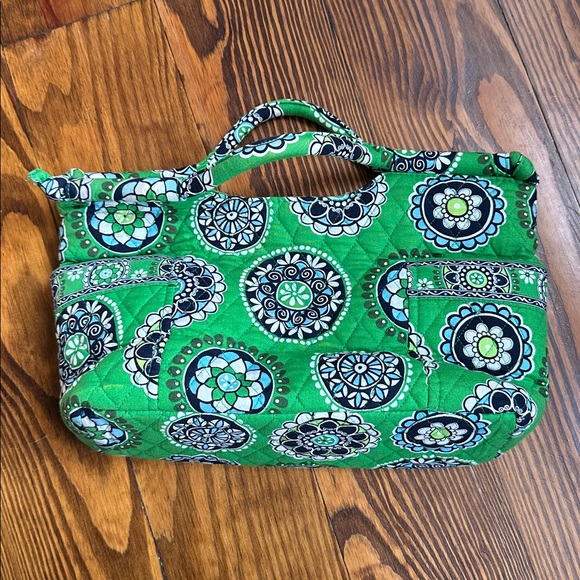 Retired Vera Bradley Gabby Vibrant Green Patterned Tote Bag - Picture 2 of 3